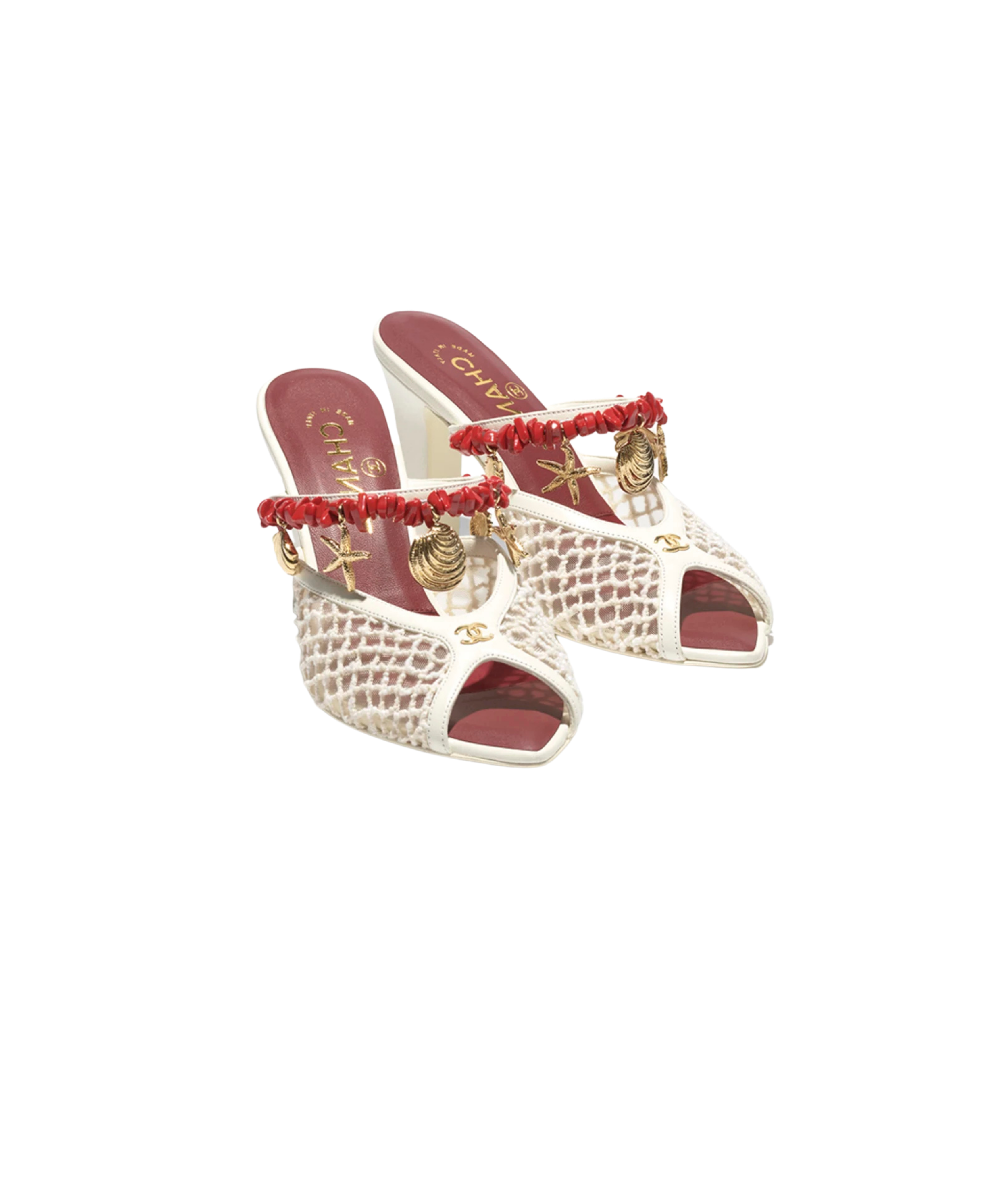 CHANEL Mesh Charm Mules – White