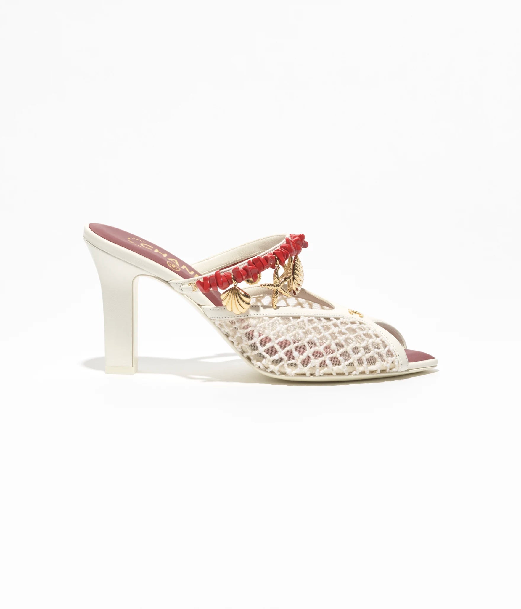 CHANEL Mesh Charm Mules – White