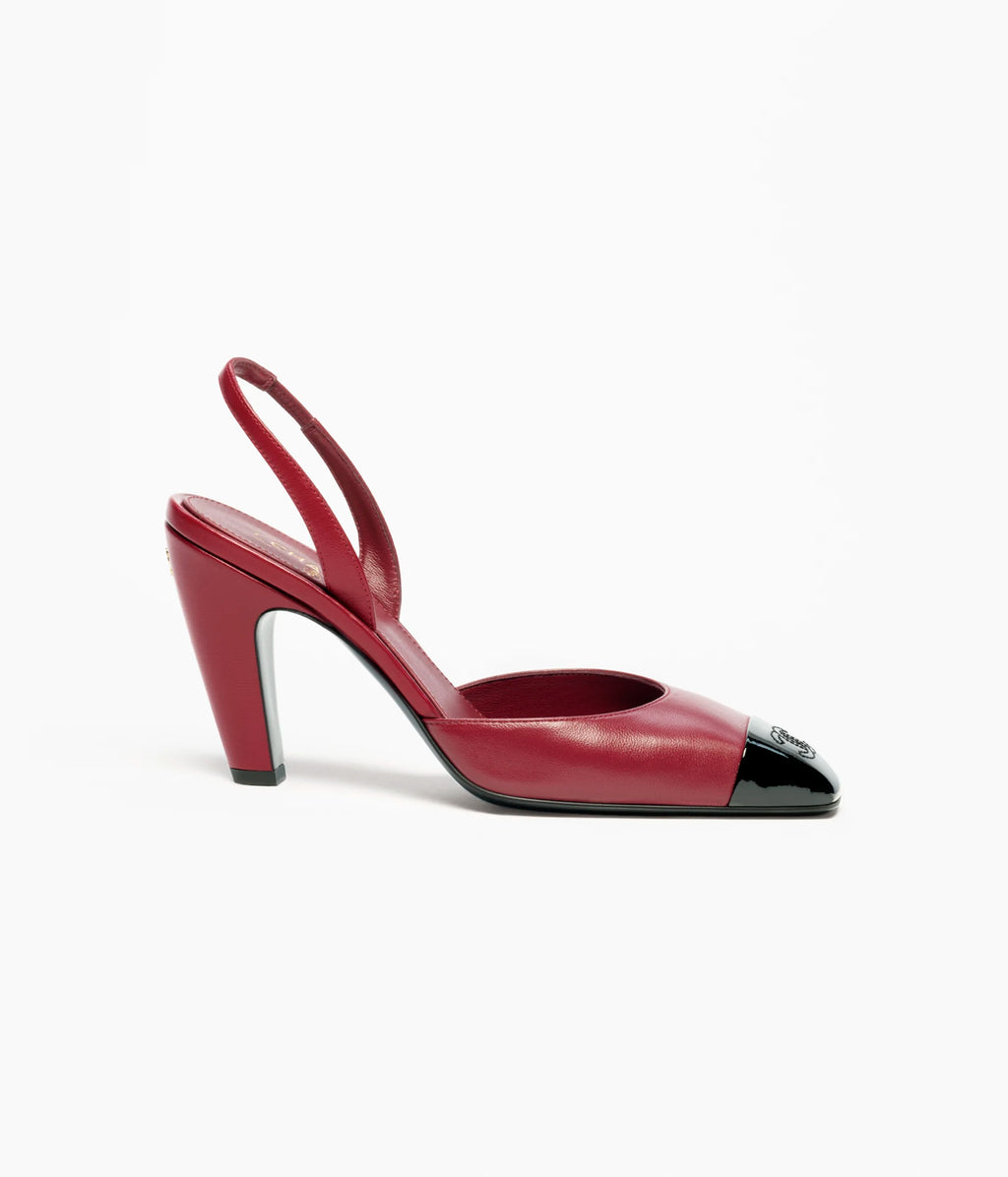 CHANEL CC Slingback Pumps

Color: Burgundy/Black