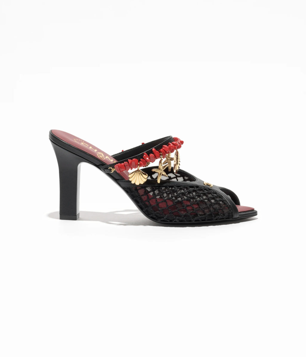 Chanel Mesh Charm Mules – Black