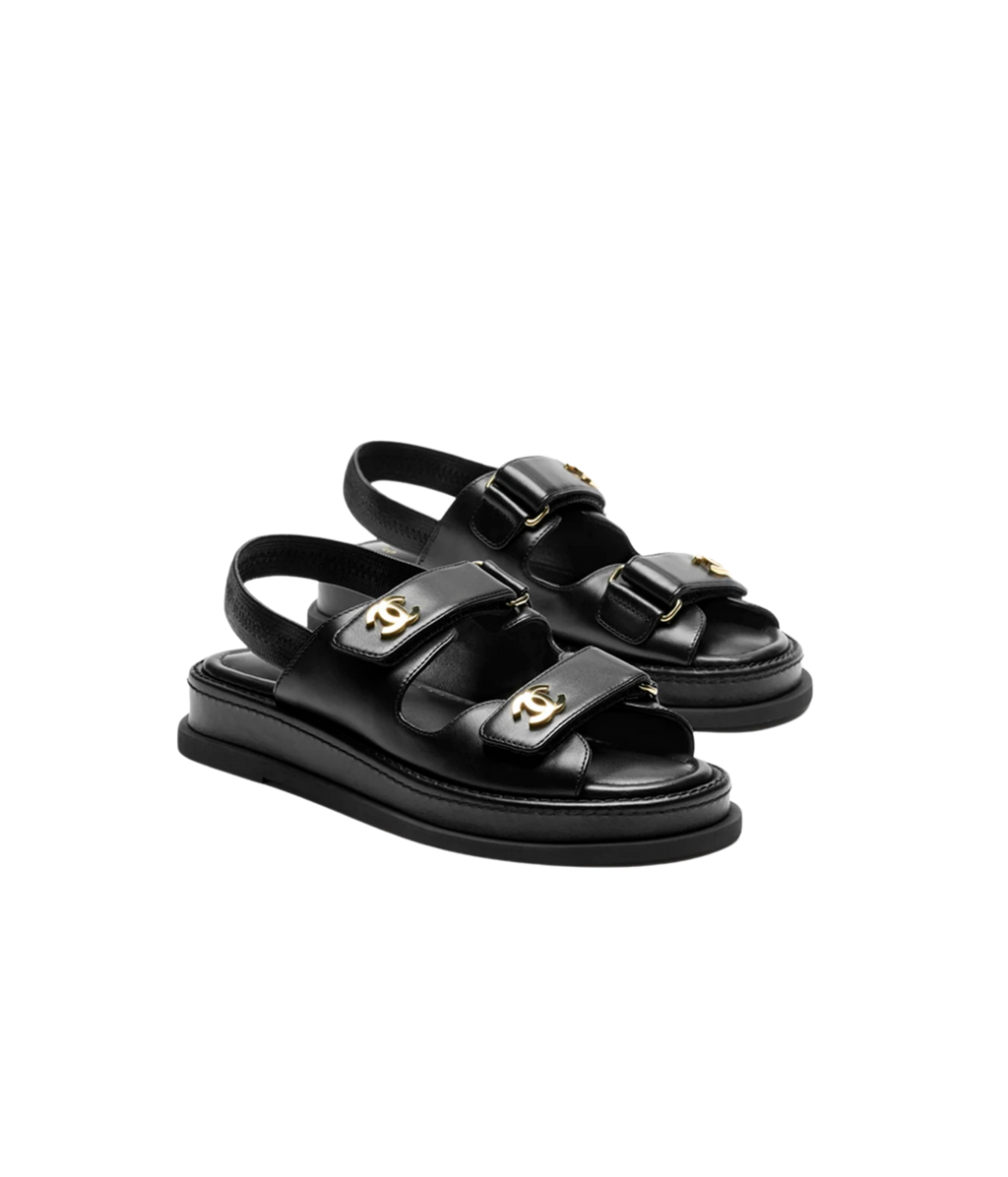 CHANEL CC Double Strap Sandals