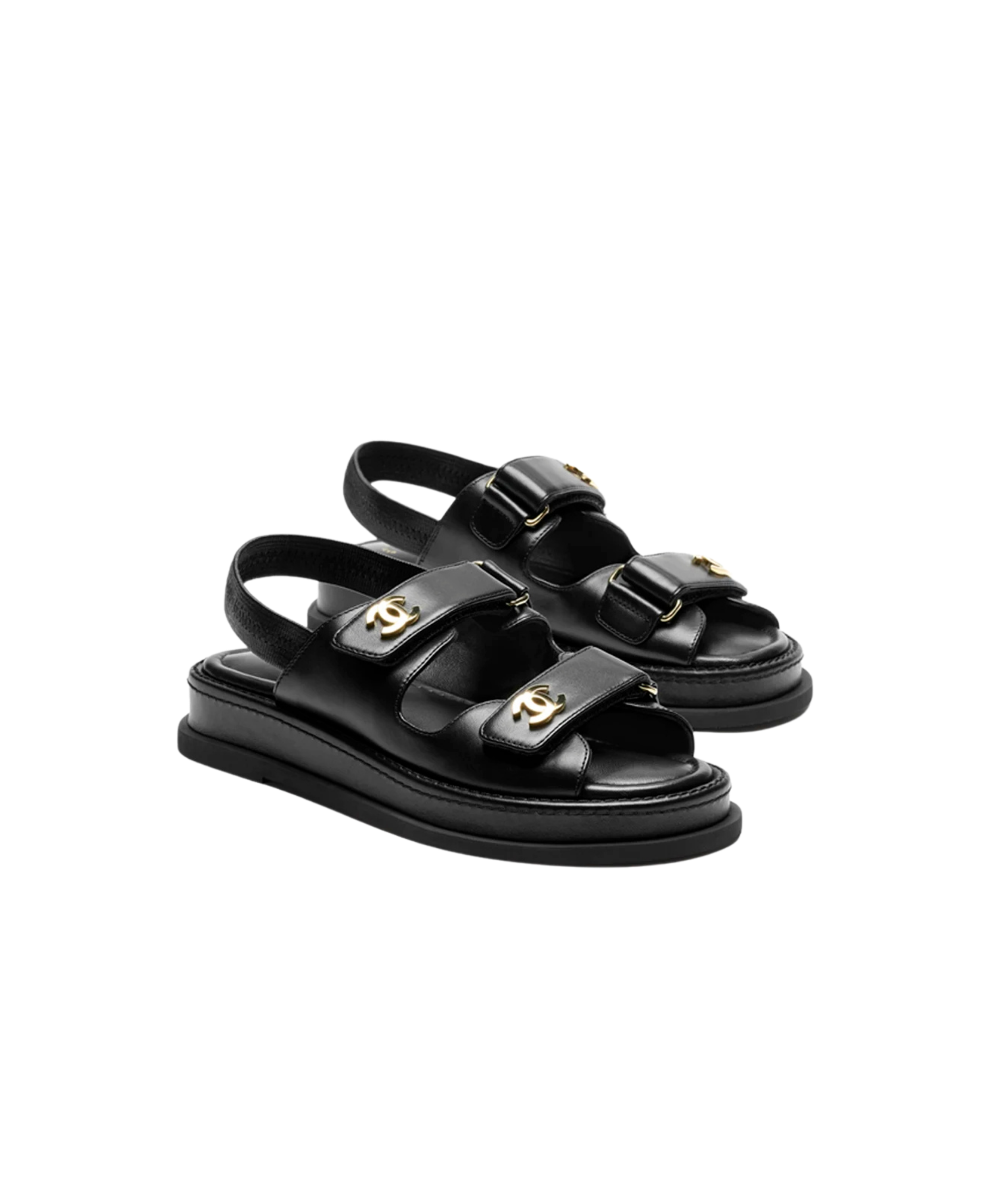 CHANEL CC Double Strap Sandals