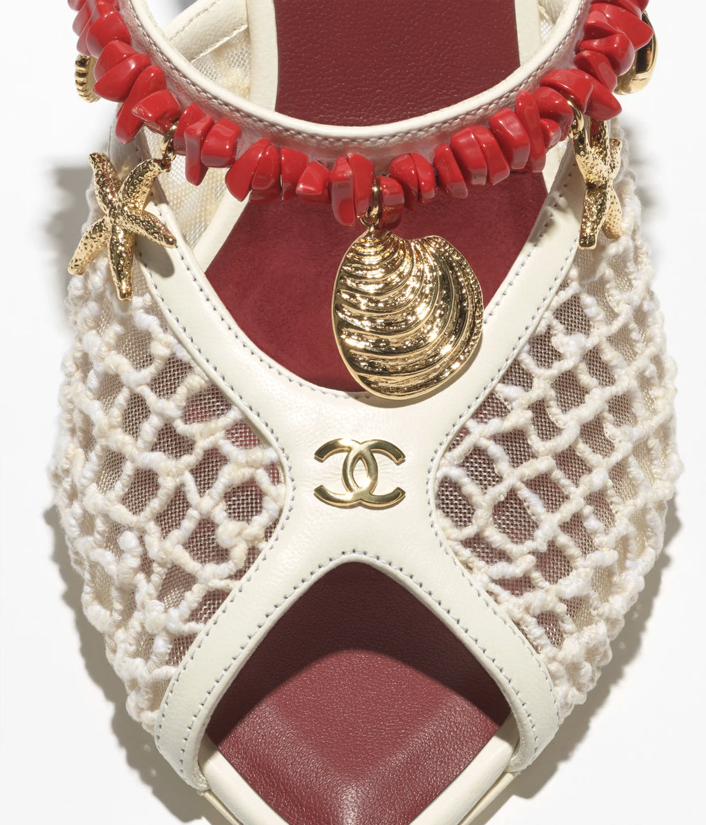 CHANEL Mesh Charm Mules – White