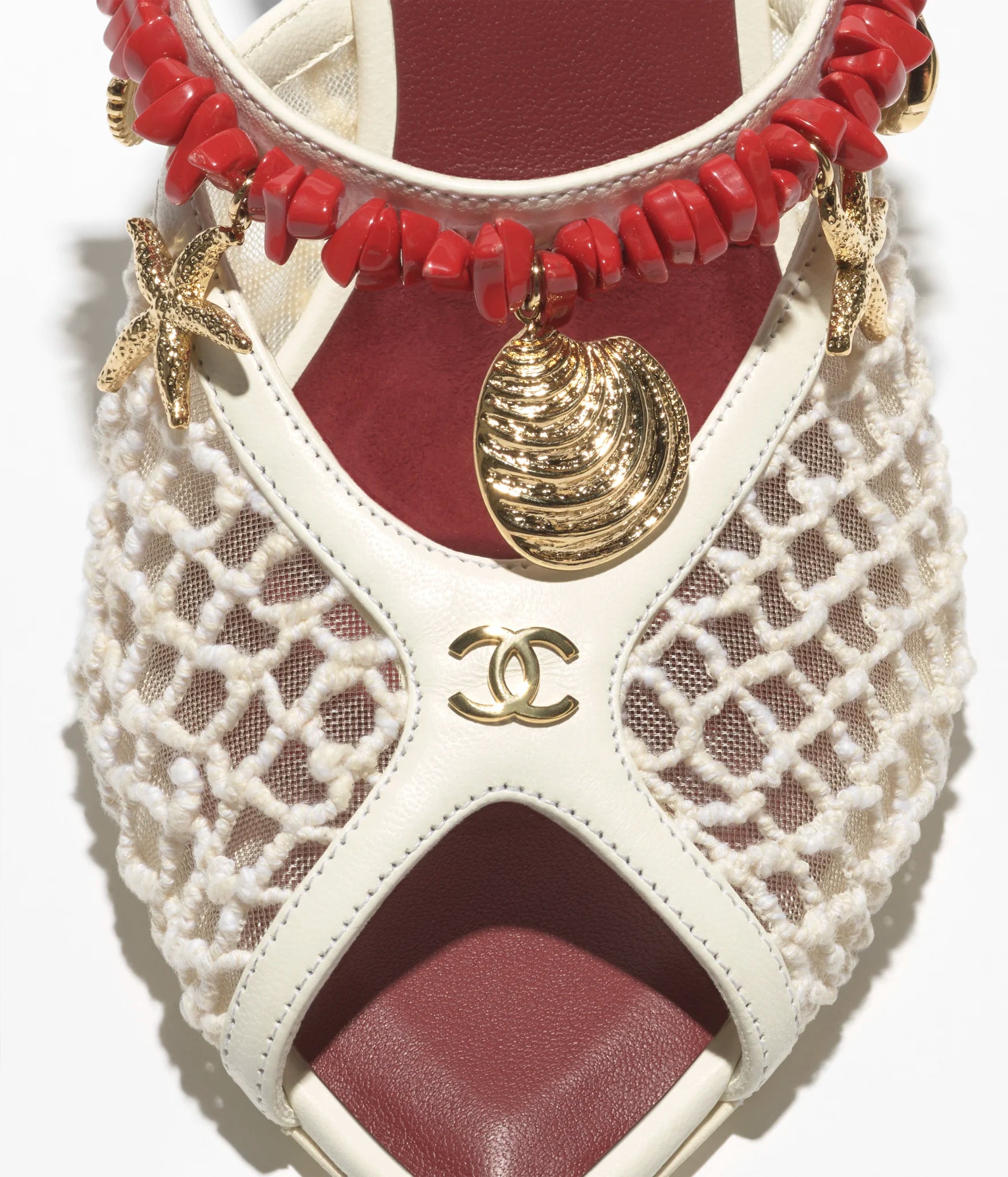 CHANEL Mesh Charm Mules – White