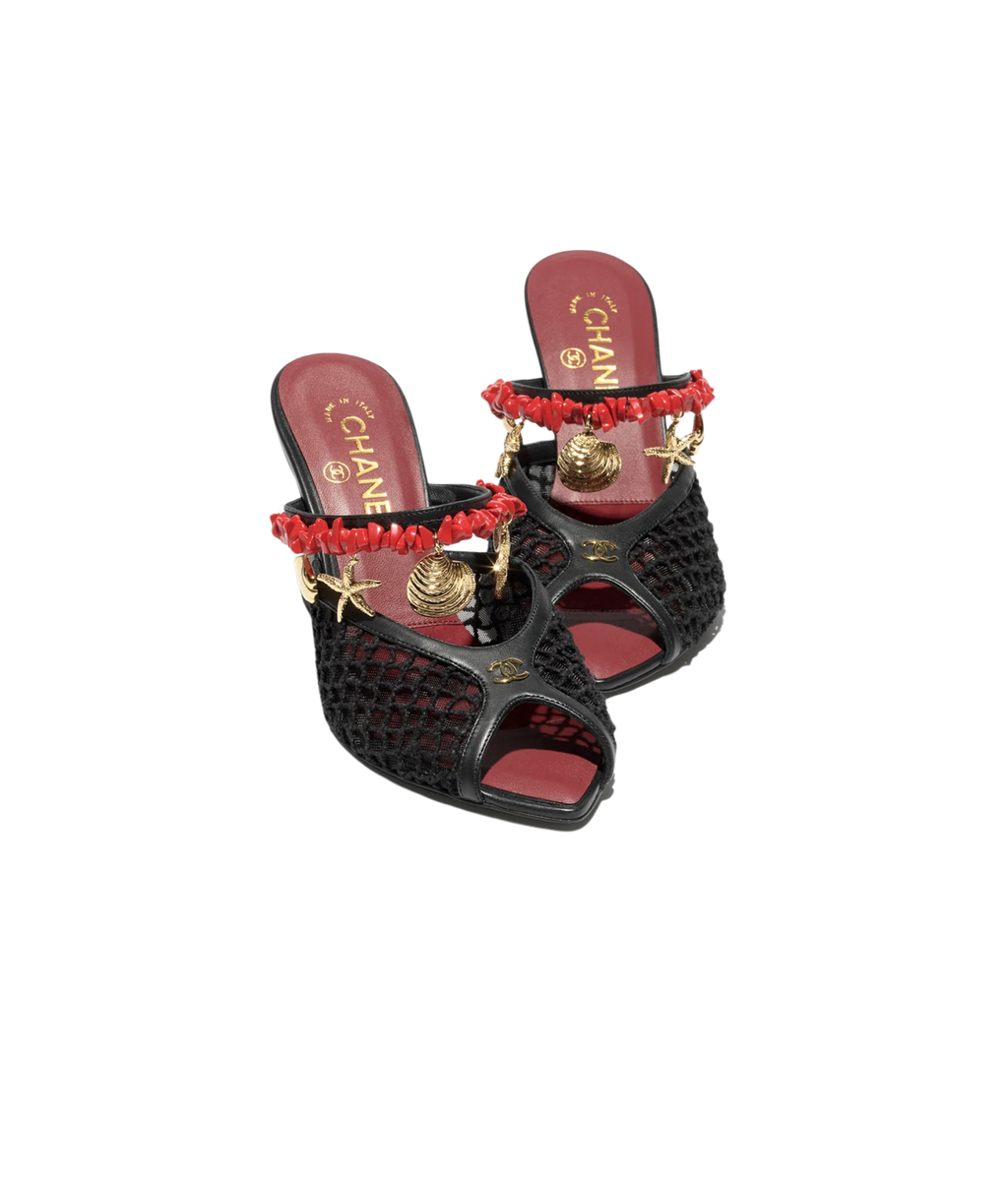 Chanel Mesh Charm Mules – Black