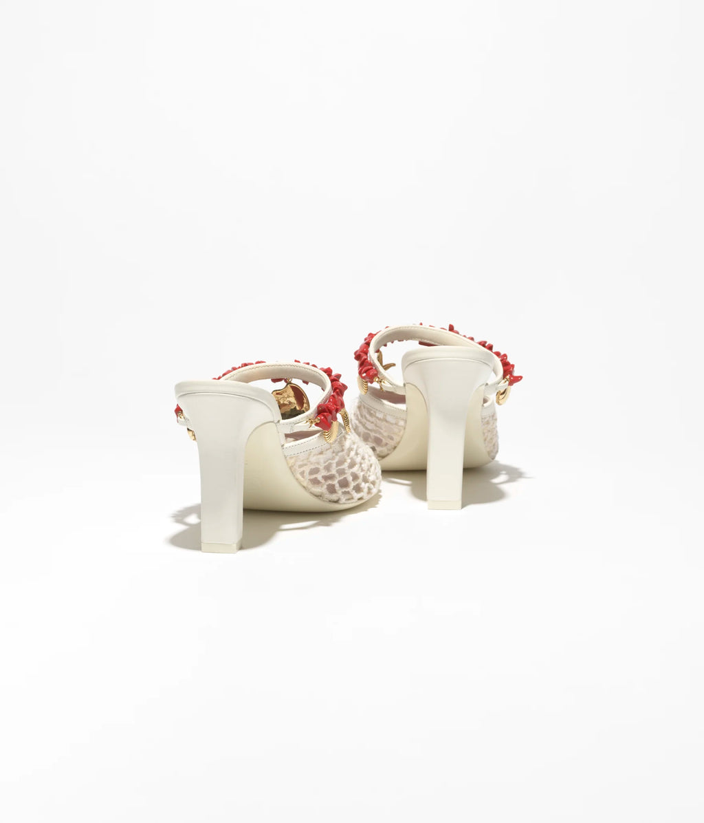 CHANEL Mesh Charm Mules – White