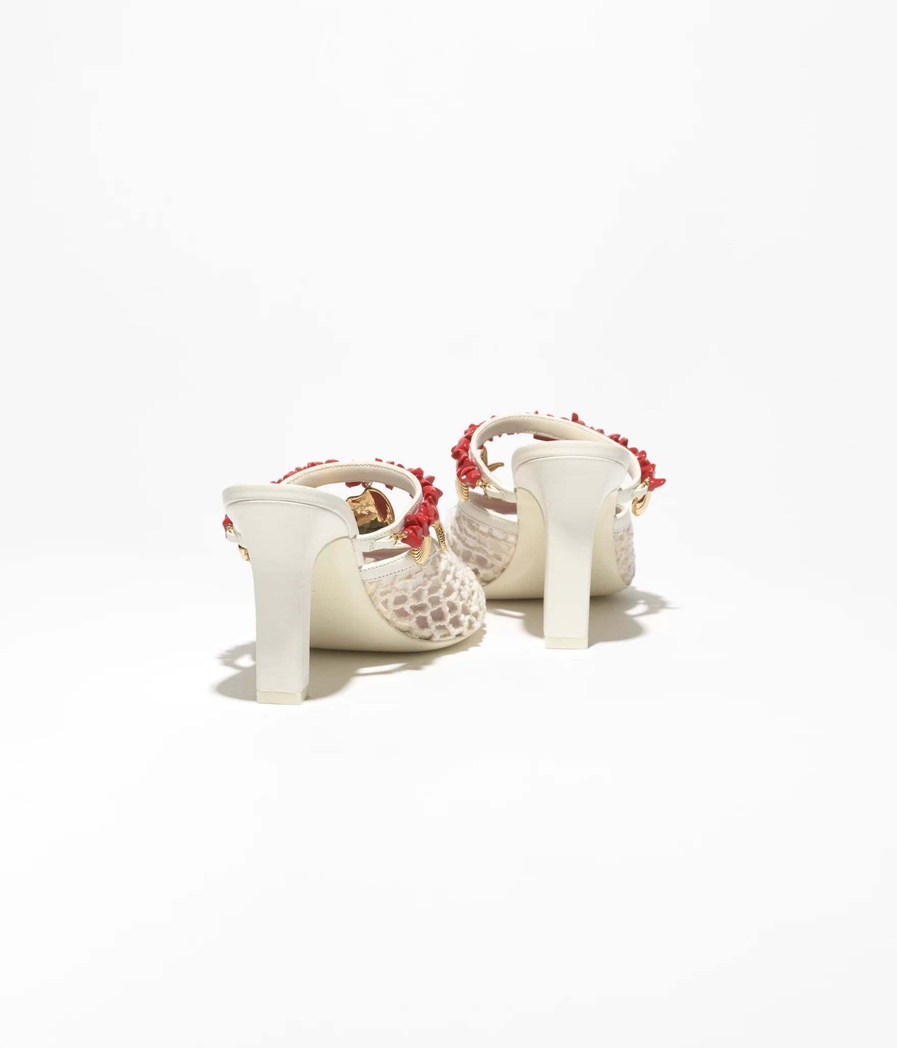 CHANEL Mesh Charm Mules – White